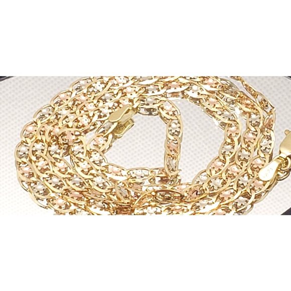 14k REAL GOLD Margarita Tricolor Chain 22" - Picture 4 of 15
